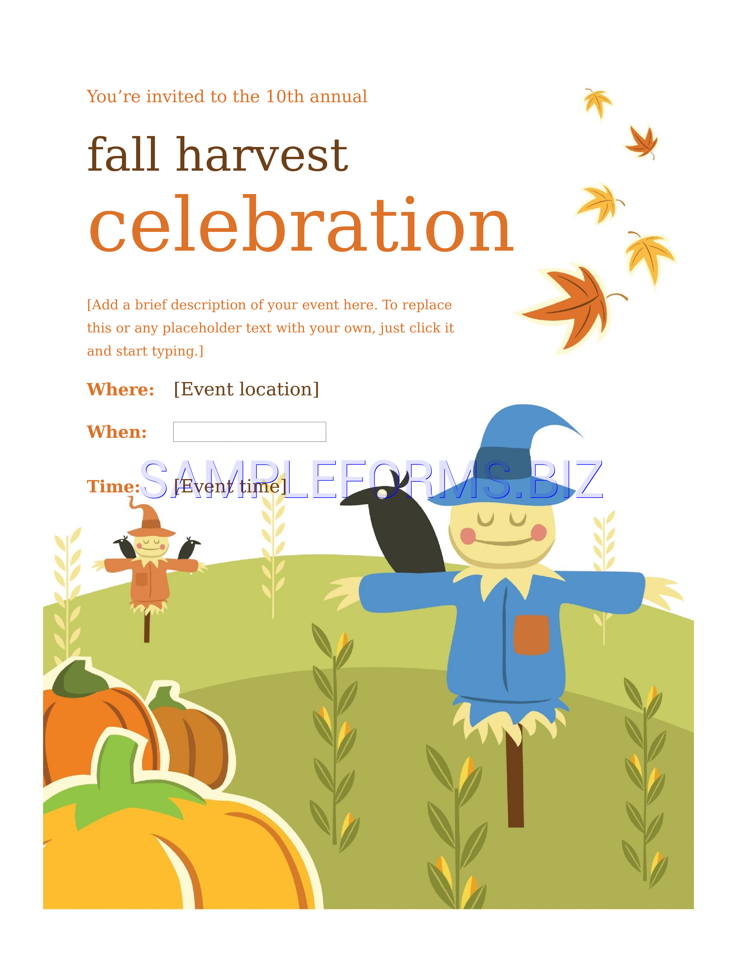 Preview free downloadable Fall Flyer in PDF (page 1)